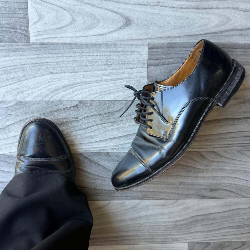 Cole Haan Cap Toe Oxford Shoes Size 9.5 M Black Leather Dress